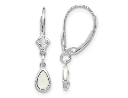1/2 Carat (ctw) Opal Drop Earrings in 14K White Gold