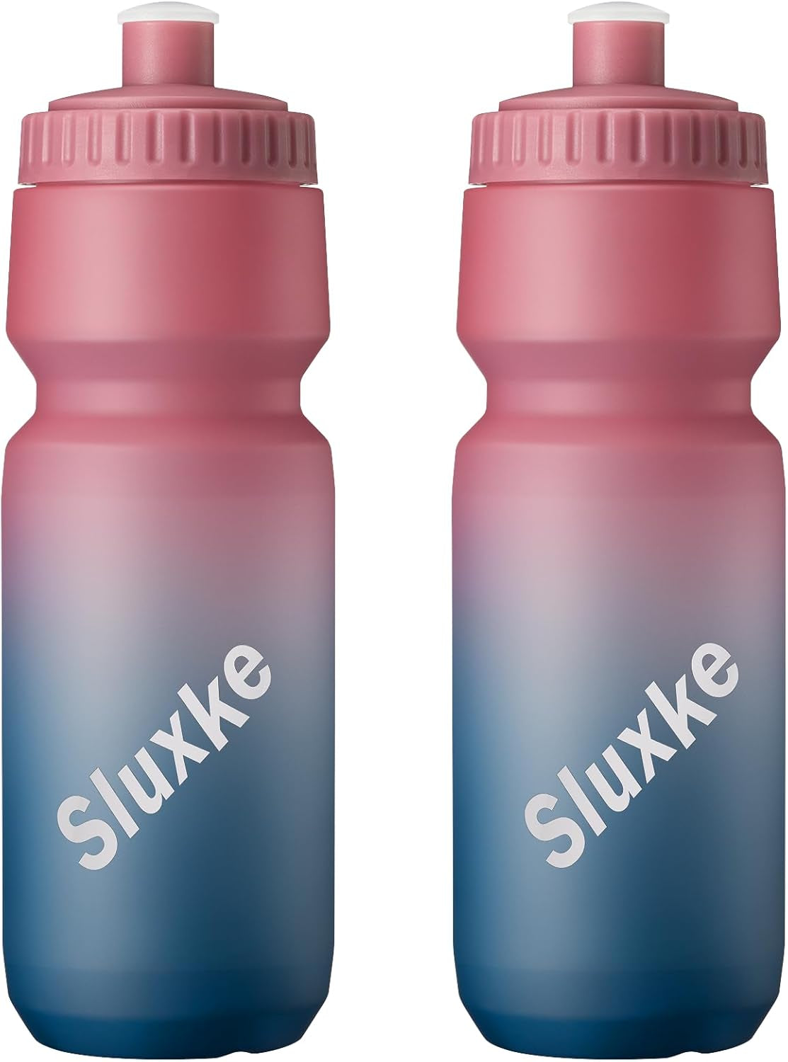 Bike Water Bottle 720Ml with Soft Silicone Mouthpiece, 24Oz Sports Squeeze Bottle for All Fitness and Cycling Fast Flow Valve (2PACK RED BLACK)