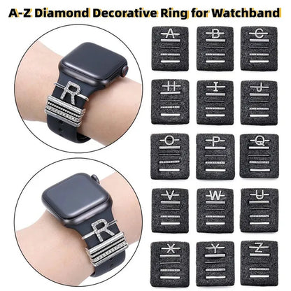 For Apple Watch Band Metal Charms Decorative Ring Diamond Ornament Smart Watch Strap for Iwatch Bracelet Watch Band Ornament