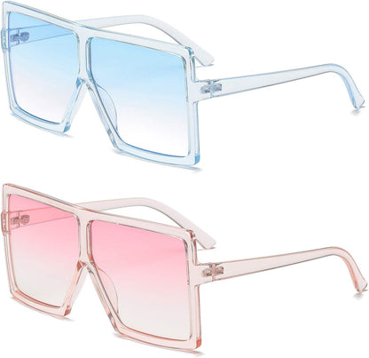 Square Oversized Sunglasses for Women Men Flat Top Fashion Shades