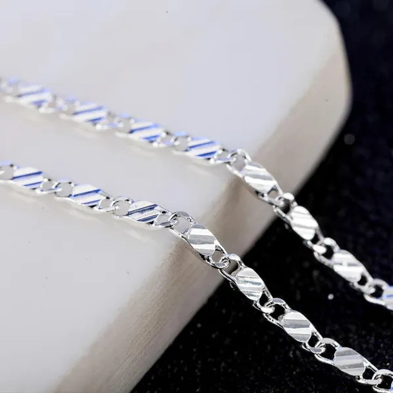 New Fashion Luxury Exquisite Men and Women Fashion Solid  Chain Necklace 2mm Wide and Thin Necklace Bridal Wedding Engagement High Jewelry Size: 16-30 Inches