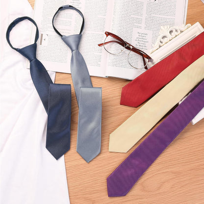 Men'S Skinny Pretied Solid Color Zipper Ties Neck Adjustable Strap Wedding Groom Tie
