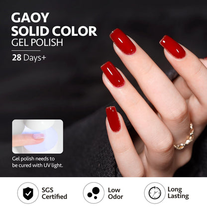 Burgundy Red Gel Nail Polish Set of 6 Colors Including Black Glitter Red Gel Polish Kit U V LED Soak off Nail Polish Home DIY Manicure Nail Salon Varnish