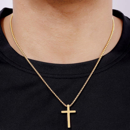 Valentines Gifts for Him - Cross Necklace for Men, Silver/Gold/Black Mens Cross Necklaces with 2.5Mm Cross Chain and Stainless Steel Cross Pendant, Box Chain 16-24 Inch, Jewelry Gift