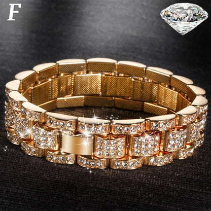 New Men'S Women'S Fashion Diamond Bracelet Gold/925 Silver Plated Bracelet Luxury Bracelet Byzantine Chain Cuban Chain Birthday Holiday Gift (8 Inch)