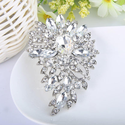 Women'S Austrian Crystal Wedding Flower Leaf Bouquet Brooch