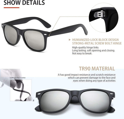 Sunglasses Men Polarized Sunglasses for Mens and Womens,Black Retro Sun Glasses Driving Fishing UV Protection