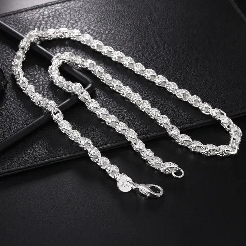 Men‘S 925 Sterling Silver 5MM Faucet Chain Necklace for Woman Man Fashion Wedding Party Jewelry Nice Gift - WORLD TIME VISITS