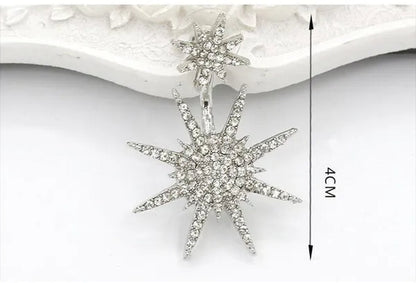 Sparkling Hexagram Snowflake White Sapphire Fission Stud Earrings Charms Bride Jewelry Christmas Gifts
