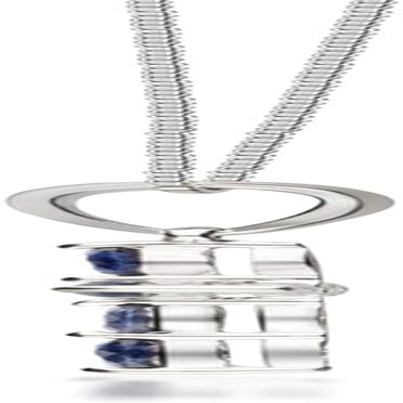 10K White Gold Cross Pendant Genuine Blue Sapphire Diamond (I1,I2) Pendant for Women