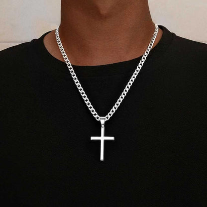 925 Sterling Silver Cross Necklace for Men, 5Mm Italian Diamond Cut Cuban Link Curb Chain Cross Necklace for Men Jewelry 16 18 20 22 Inch - WORLD TIME VISITS