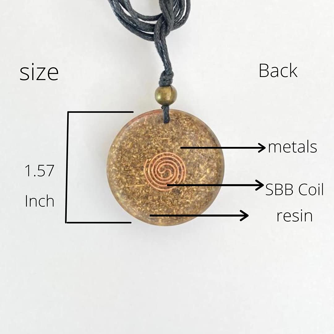 Orgone Necklace by Seed of Life - Healing Crystals - Protection - SBB Coil -Orgonite Pendant Gemstone Amethyst, Moonstone, Rose Quartz, Violet Meditation Yoga, Woman Handmade, Arte Orgones Design