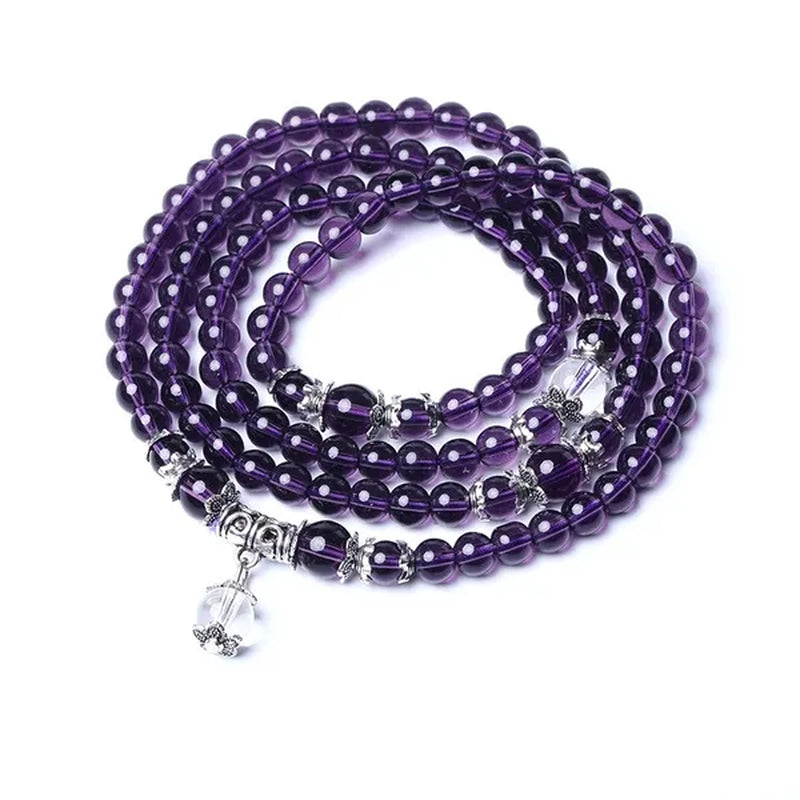 Handmade Stone Amethyst 6MM 108 Beads Bracelet Spirituality