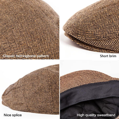 2Pack Adjustable Newsboy Hats for Men Flat Cap Irish Cabbie Wool Blend Tweed