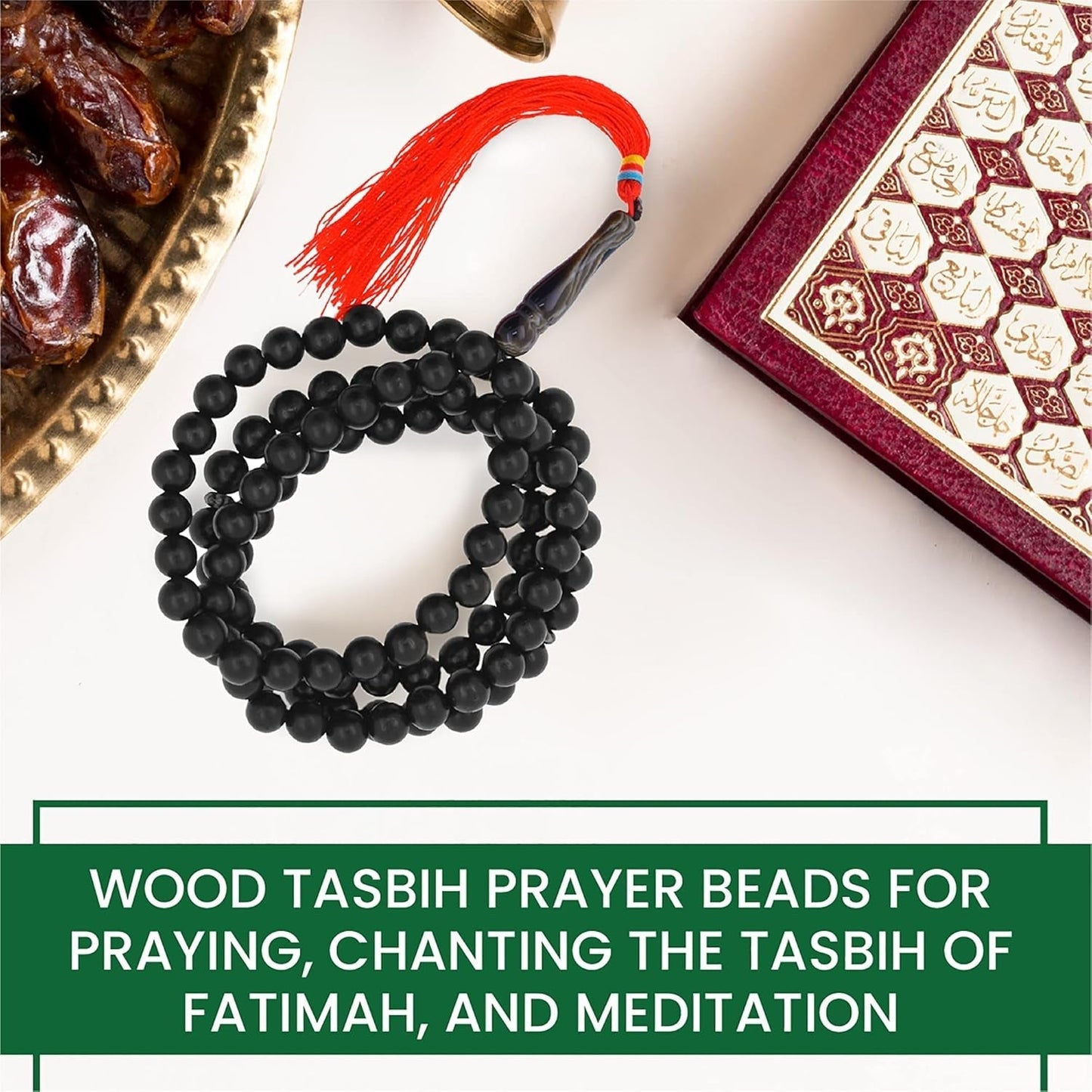 Wood Tasbih Prayer Beads - Misbaha Beads Muslim Prayer Beads for Men and Women - Wooden Islamic Prayer Beads Tasbih Beads Necklace