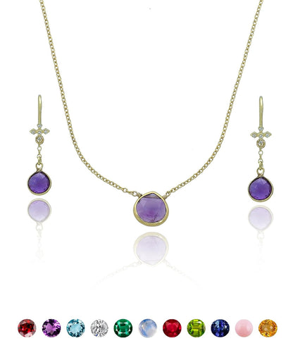 Amethyst Necklace for Women - Authentic 925 Sterling Silver Necklace 18K Gold Jewelry, Dainty Heart Necklace Earring Set for Teen Girls, February Birthstone Gift for Mothers Day