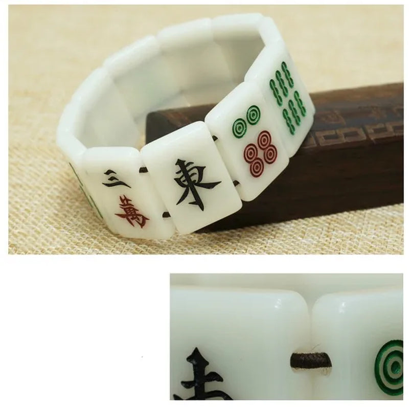Creative Retro Chinese Style Mahjong Bangles Mah Jongg Bracelet for Men Women Gifts