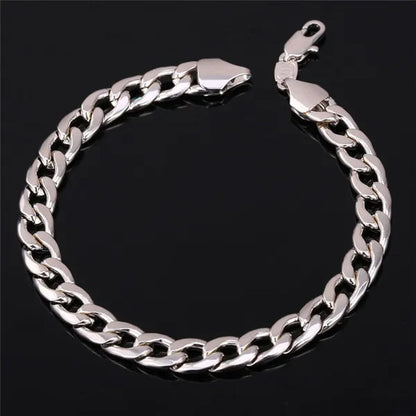 Men Cuban Link Bracelet 18K Stamp Platinum/Rose Gold/Yellow Gold Plated Curb Chain Bracelets