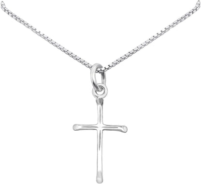 Delicate and Dainty Tiny Sterling Silver Cross Necklace for Women, Gift Necklace for Teens, Godmother Gift, Goddaughter Gift Necklace, 18 Inches - WORLD TIME VISITS