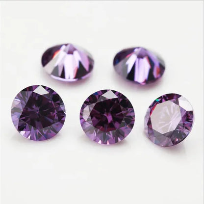 6-15MM Purple Round Zircon Stone for Jewelry Ring Necklace Accessories