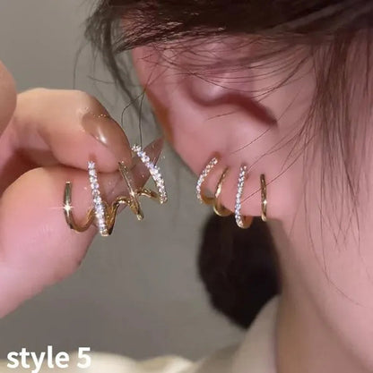 Gold Hoop Earrings for Women 14K Gold Plated Earrings Silver Cubic Zirconia Statement Hoop Earrings