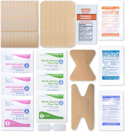 First Aid Fill Kit Refill Pack - Hurt Ease Meds, 29Pc First Aid Supplies - Travel or Personal Kits, Essential Medical Items, Compact Size, Emergency Refill, 4 X 3 X 0.5 Inches
