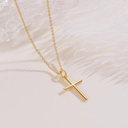 Gold Cross Necklaces for Women 14K Gold Cross Necklace for Women Crosses Pendant Necklace for Womens Smooth Lines and Timeless Charm Small Crosses Chain for Womens