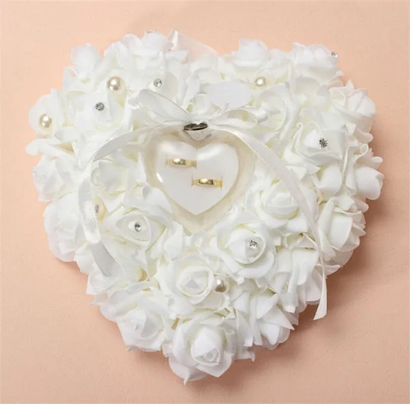 Wedding Favors Rose Heart Shaped Design Box Pillow Cushion Case Holder Gift