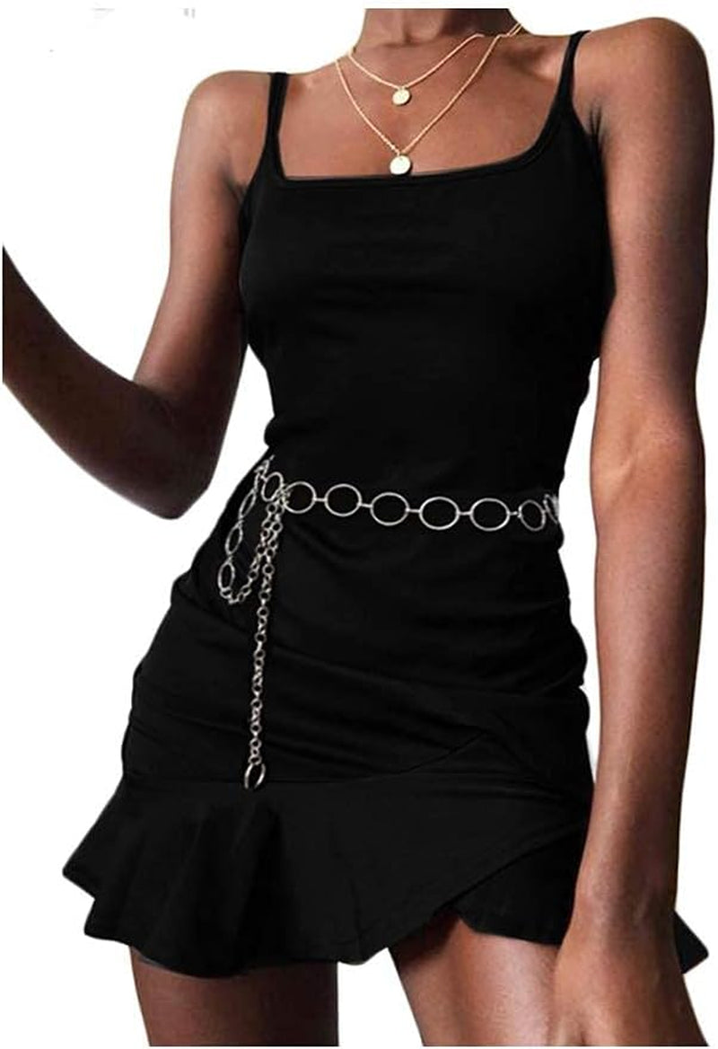 Women Long Tassel Waist Chain Belt Multilayer Body Belly Chain Metal Gold Silver Waist Chain Belt for Women Dress - WORLD TIME VISITS