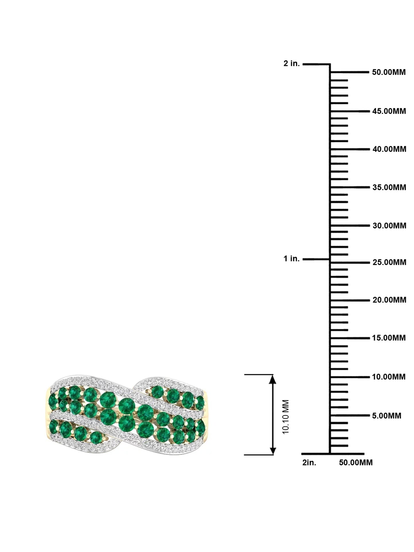 Gemstone 10K Yellow Gold Emerald 1/4 CT TW Diamond Women'S Fashion Ring