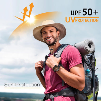 Sun Hat for Men Women UPF 50+ Fishing Hat Wide Brim Bucket Hat with UV Protection Summer Hat for Hiking, Beach, Safari