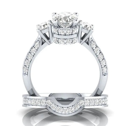 925 Sterling Silver White Sapphire Wedding Ring Set for Women Girl