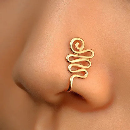1 PC Crystal Diamond Zircon Star Heart Moon Fake Piercing Nose Ring Copper Spiral Non Piercing Clip on Nose Ring Ear Clips Cuff Fashion Body Jewelry