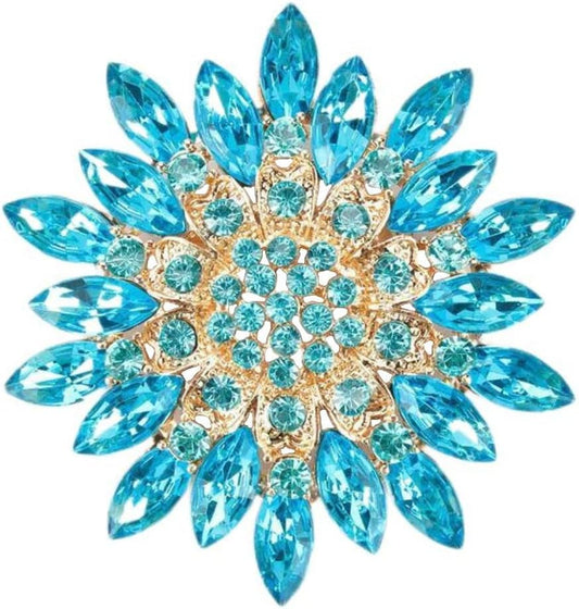 Colorful Rhinestone Crystal Sunflower Brooch Pin for Women Dress Hat Decoration - WORLD TIME VISITS