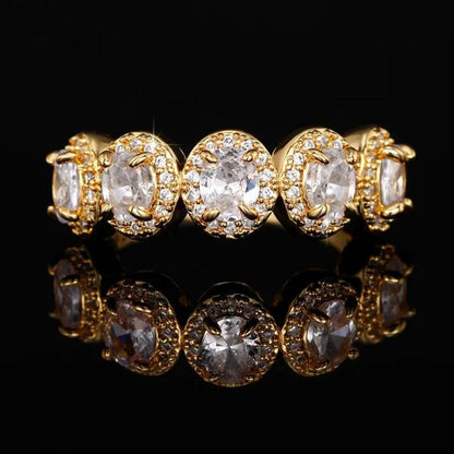 Trendy 925 Sterling Silver 5 Stone White Sapphire Diamond Rings for Women Bridal Romantic Proposal Ring Jewelry