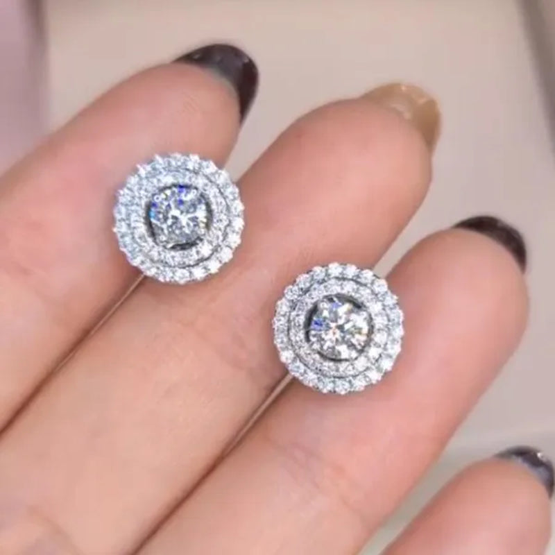 1 Pair Cubic Zircon Stud Earrings for Women Bridal Engagement Wedding Earrings Jewelry Gift