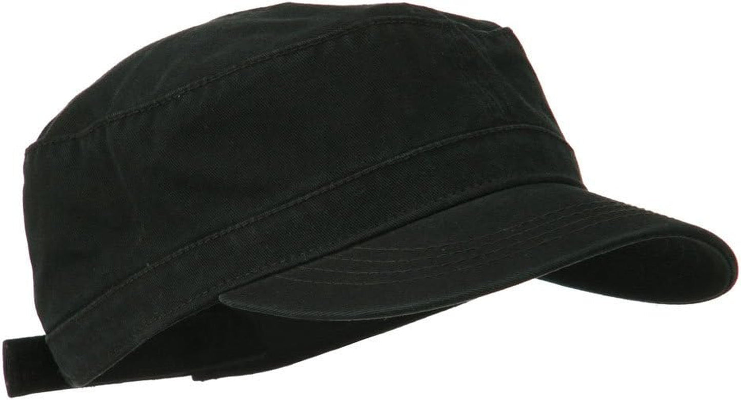 Garment Washed Adjustable Army Cap - Black OSFM