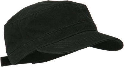 Garment Washed Adjustable Army Cap - Black OSFM