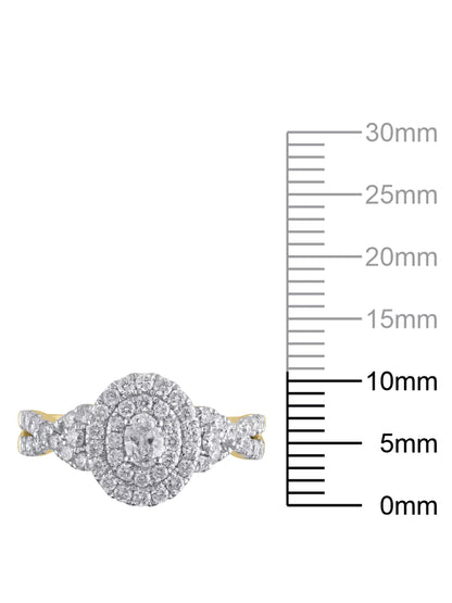 1 Carat T.W. (I2 Clarity, H-I Color)  Oval Cut Diamond Engagement Ring in 10Kt Yellow Gold, Size 7