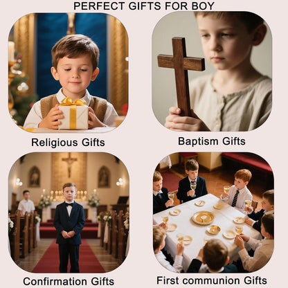 Valentines Day Gifts for Kids-Cross Necklace Gifts for Boys,Small Cross Pendant Necklace Religious First Communion Confirmation Baptism Jewelry Gifts