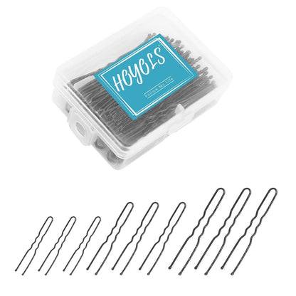 U Shaped Hair Bobby Pins Assorted Size, Secure Hold Metal Bun Clips Crimped Design with Ball Tips for Women Girls Updo Thin Thick Hair, 150 Count (Black) - WORLD TIME VISITS