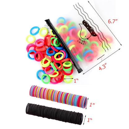 300 Pack Hair Ties  Baby Toddlers Girls Elastics Hair Bands Black Colorful Small Rubber Bands Ponytail Pigtails Holders Not Harm to Hair (Color A)