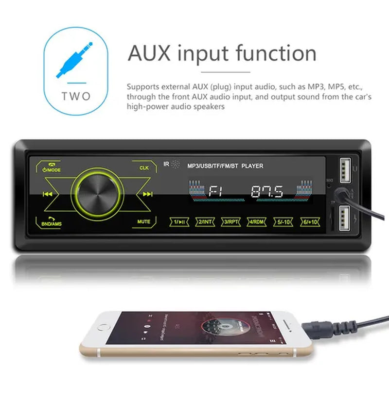 Podofo Autoradio 12V 1Din Car Radio Bluetooth Car Stereo In-Dash Car Audio Phone AUX-IN Fm/Usb/Radio Remote Control MP3 Player
