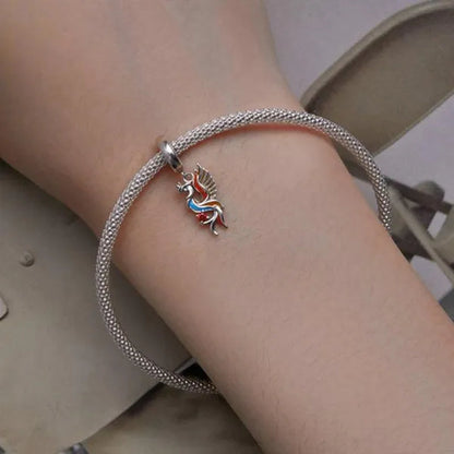 925 Sterling Silver Phoenix Pendant Charm Fine Color Enamel Bird Charm Beads Fit Original Bracelet Necklace DIY Jewelry