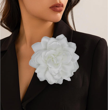 Flower Brooches for Women Satin Fabric Rose Flower Brooches Handmade Flower Brooches Pin for Wedding Party Dance Banquet Ceremony Versatile Floral Accessory for Clothing and Hairstyling Size:4.72In