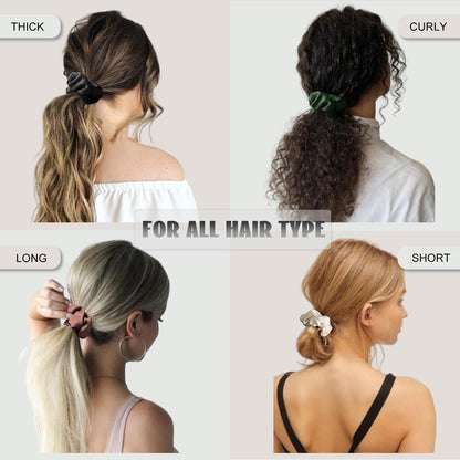 Scrunchies for Hair Sleep, Premium Satin Soft than Silk for Women Curly Hair, Cute Bands Ties for Girls Thin | Thick Hair Styling, 12 Pack, Black