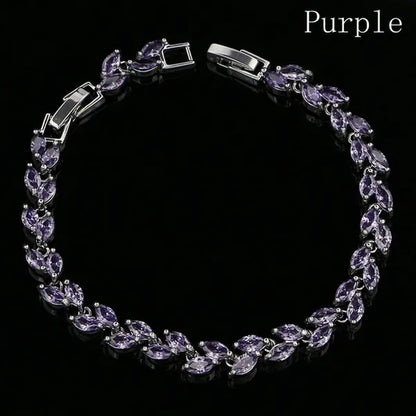 Trendy 2019 Cubic Zirconia Jewelry 925 Silver Leaf Charm CZ Crystal Female Bracelets Bangles for Women