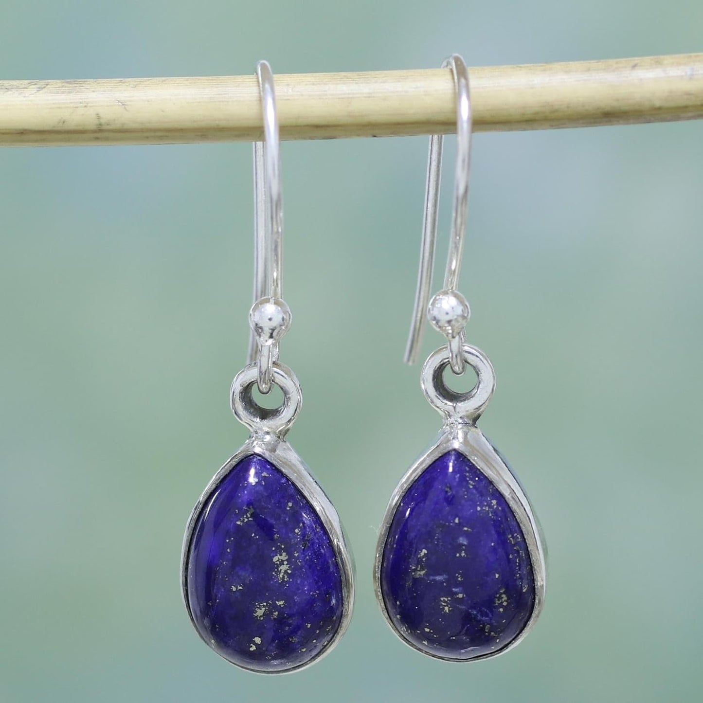 Artisan Handcrafted Lapis Lazuli Dangle Earrings | .925 Sterling Silver Hook Earrings | Handmade Dangle Earring | Jewelry Dangle Earring | Artisan Earrings | Blue Birthstone Themed Earrings
