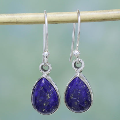 Artisan Handcrafted Lapis Lazuli Dangle Earrings | .925 Sterling Silver Hook Earrings | Handmade Dangle Earring | Jewelry Dangle Earring | Artisan Earrings | Blue Birthstone Themed Earrings
