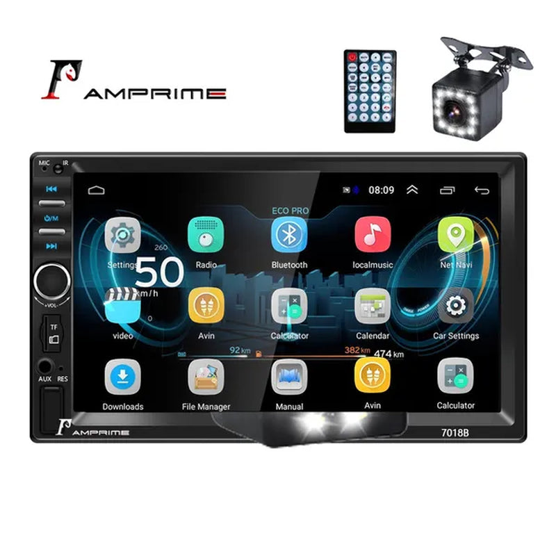 Amprime 2 Din Car Radio 7" LCD Touch Screen Autoradio 7018B Multimedia Player Bluetooth Car Stereo Radio Support Mirror-Link Rear View Camera - WORLD TIME VISITS
